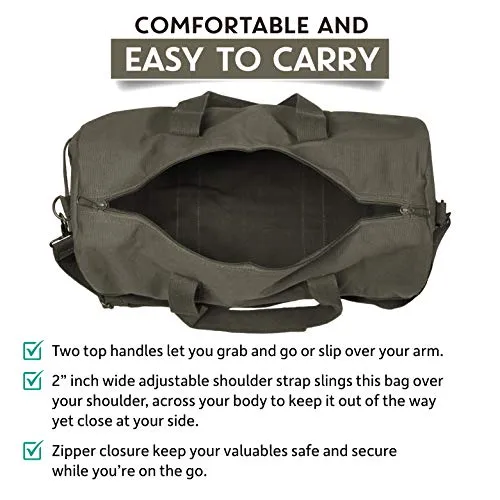 Army Force Gear WWII Military Jeep Invasion Star Duffel Shoulder Bag - Olive & Black, Medium
