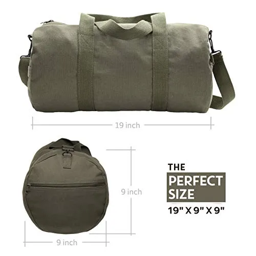 Army Force Gear WWII Military Jeep Invasion Star Duffel Shoulder Bag - Olive & Black, Medium