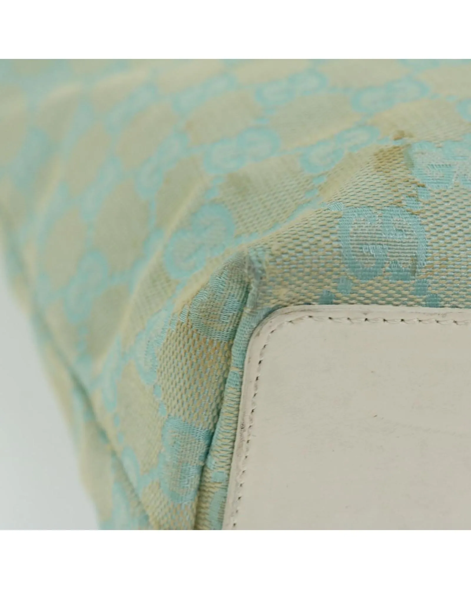 Authentic GG Canvas Hand Bag in Light Blue and White