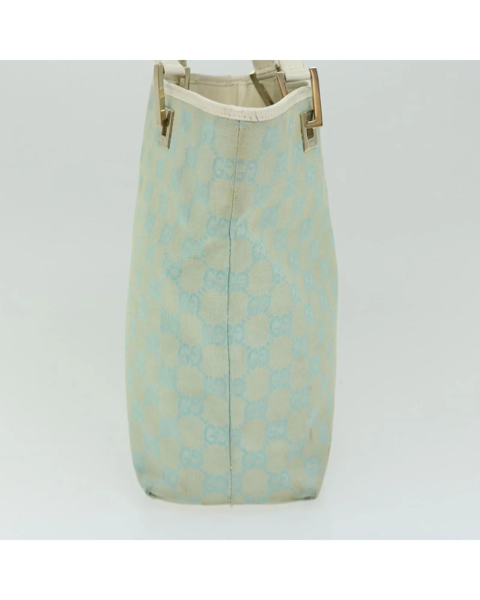 Authentic GG Canvas Hand Bag in Light Blue and White