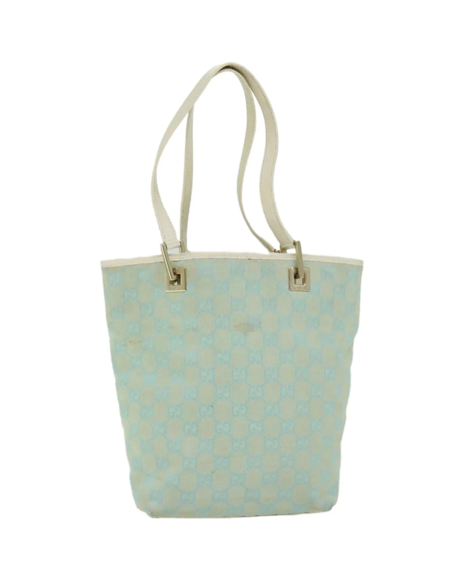 Authentic GG Canvas Hand Bag in Light Blue and White