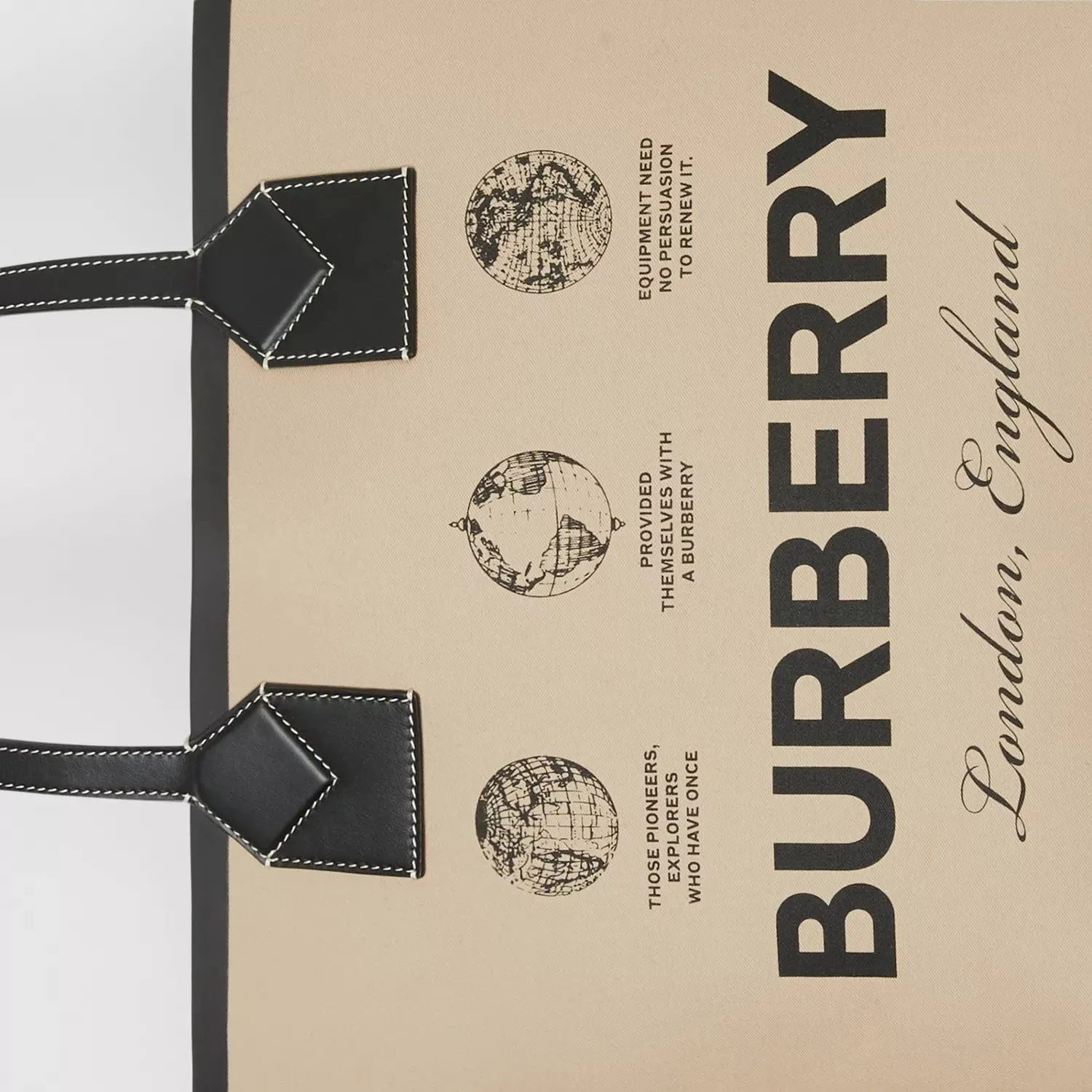 BURBERRY LABEL PRINT COTTON MEDIUM LONDON TOTE BAG