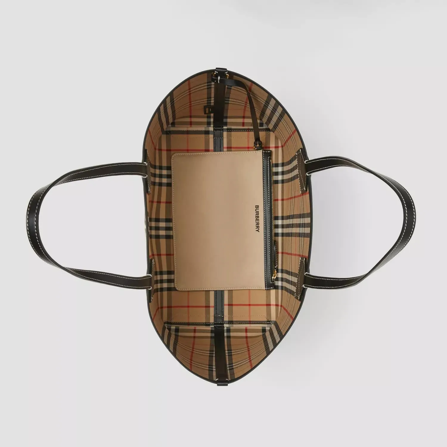 BURBERRY LABEL PRINT COTTON MEDIUM LONDON TOTE BAG