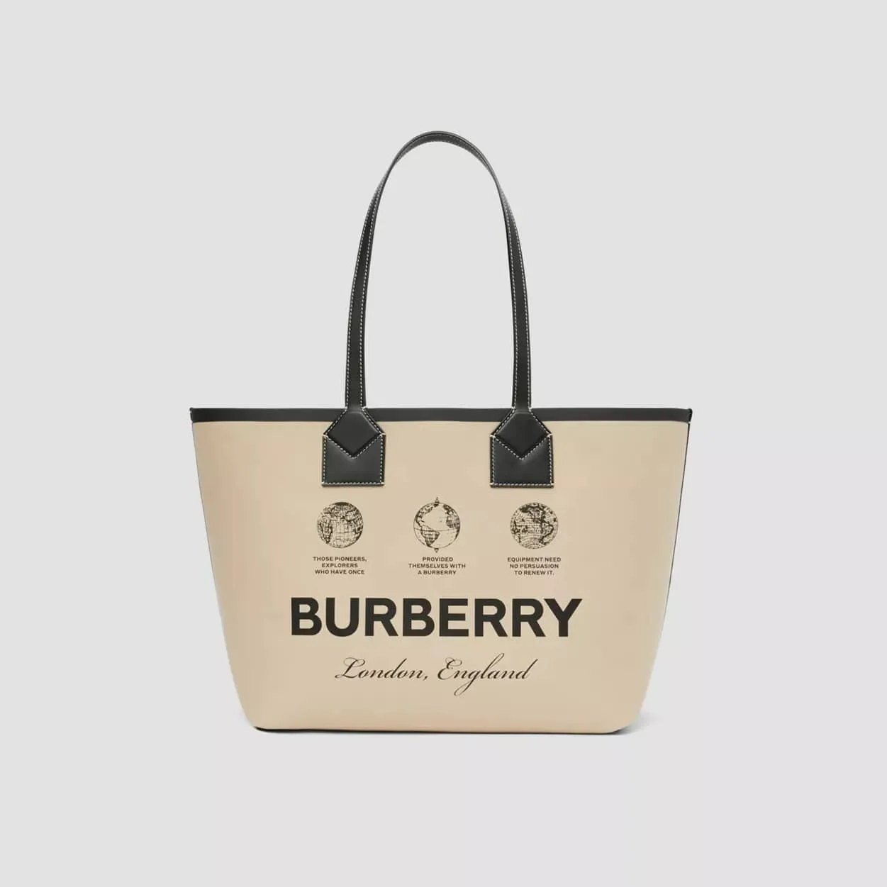 BURBERRY LABEL PRINT COTTON MEDIUM LONDON TOTE BAG