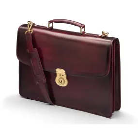 Burnished Harvard Leather Briefcase - Burgundy
