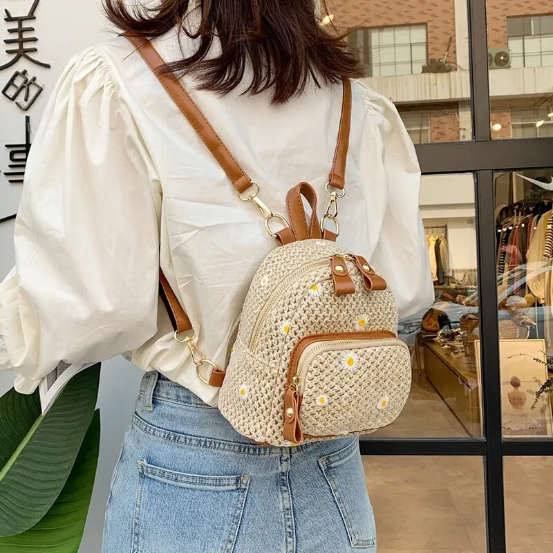 Christmas Gift kawaii fashion mini backpacks for girls Woven design ladies bag 2021 summer small backpacks Women's bag