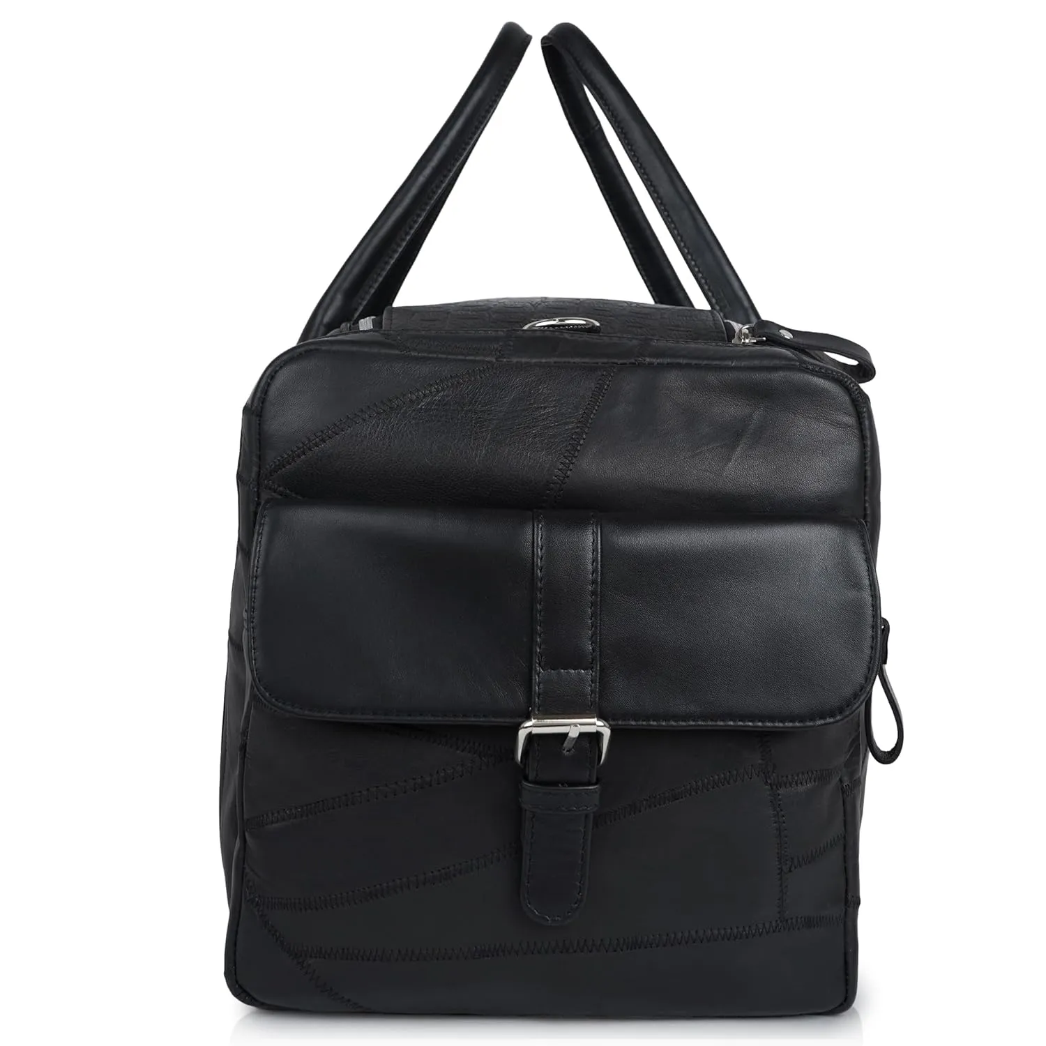 CIMONI® Premium Genuine Leather Duffle Bag Classy Design Travel Shoulder Crossbody Business Spacious Water Resistance Luggage Bag (Color - Black)