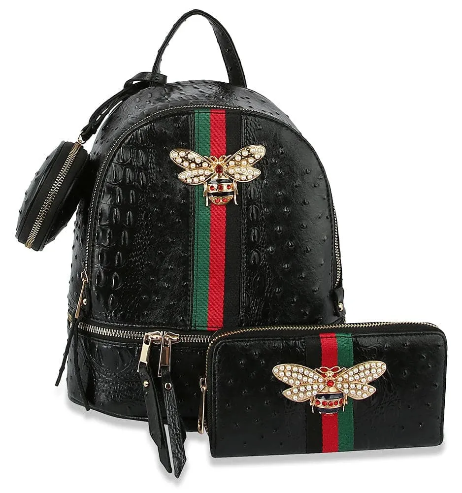 Decorative Bee Backpack Set - LHU376-1W-BK