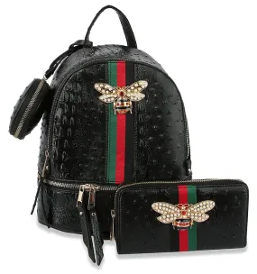 Decorative Bee Backpack Set - LHU376-1W-BK