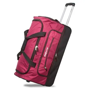 Dejuno 28" Lightweight Denim Drop Bottom Rolling Duffel Bag-Burgundy, One Size