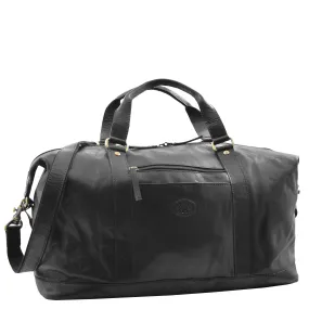 DR606 Genuine Leather Large Size Weekend Duffle Bag Black