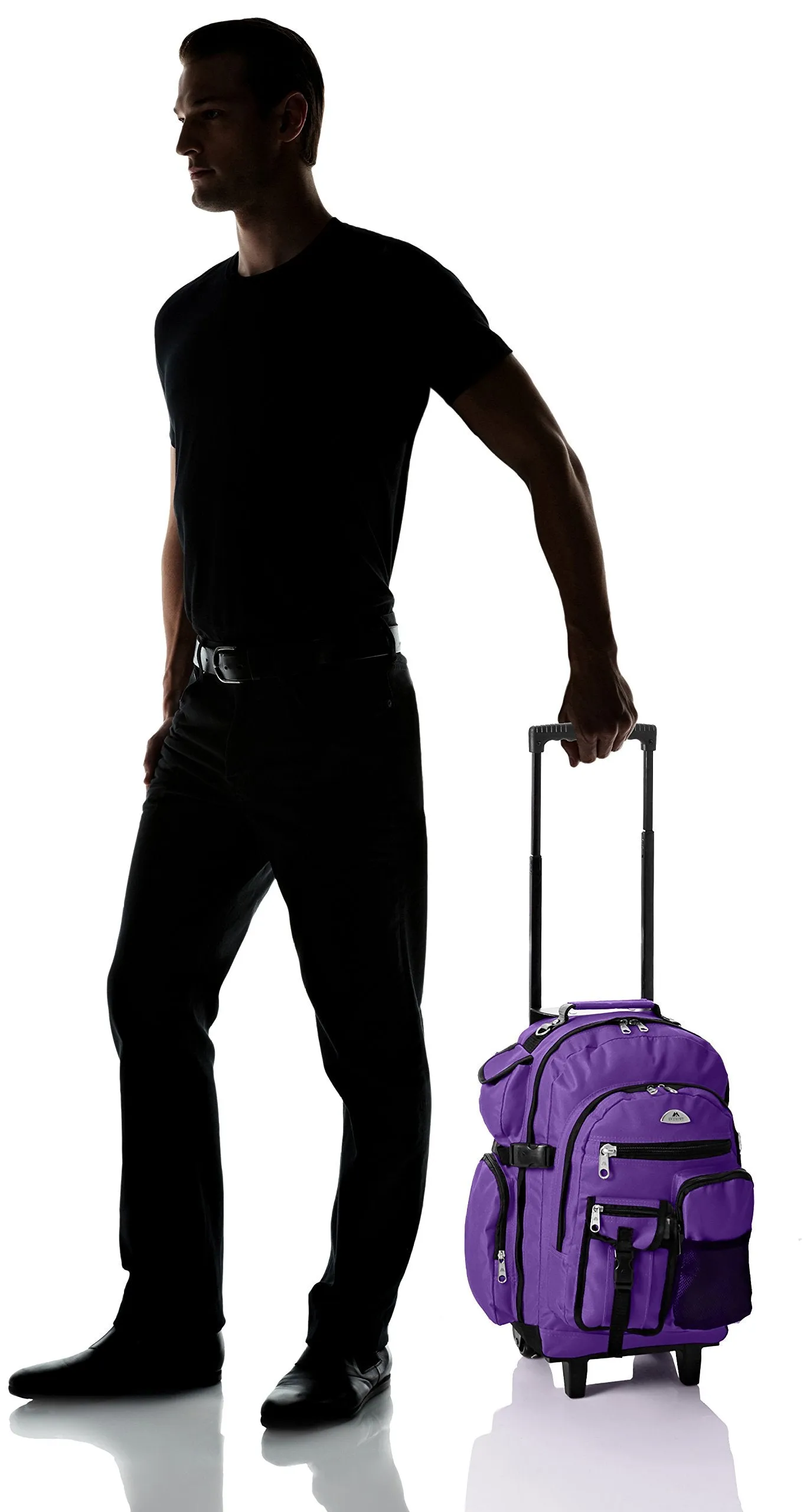 Everest Deluxe Wheeled Backpack, Dark Purple, One Size