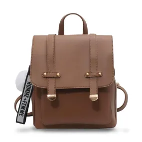 Faux Leather Casual Flap Backpack