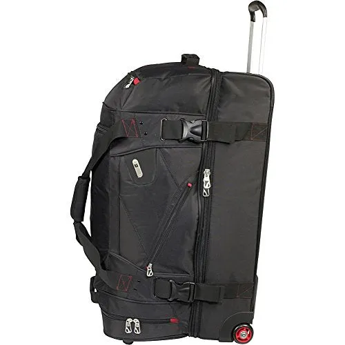 Ful Tour Manager 30-inch Rolling Duffel Bag, Retractable Pull Handle Split Level Storage ,Black