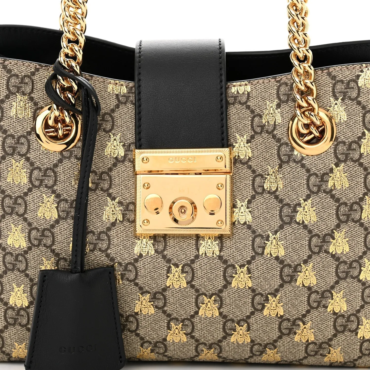 Gucci Gg Supreme Bees Small Padlock Tote