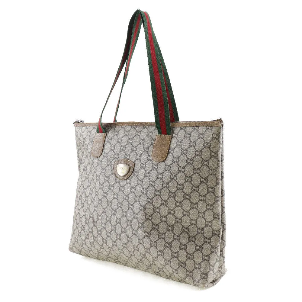 Gucci Tote Bag Sherry Beige/Red-Green Gg