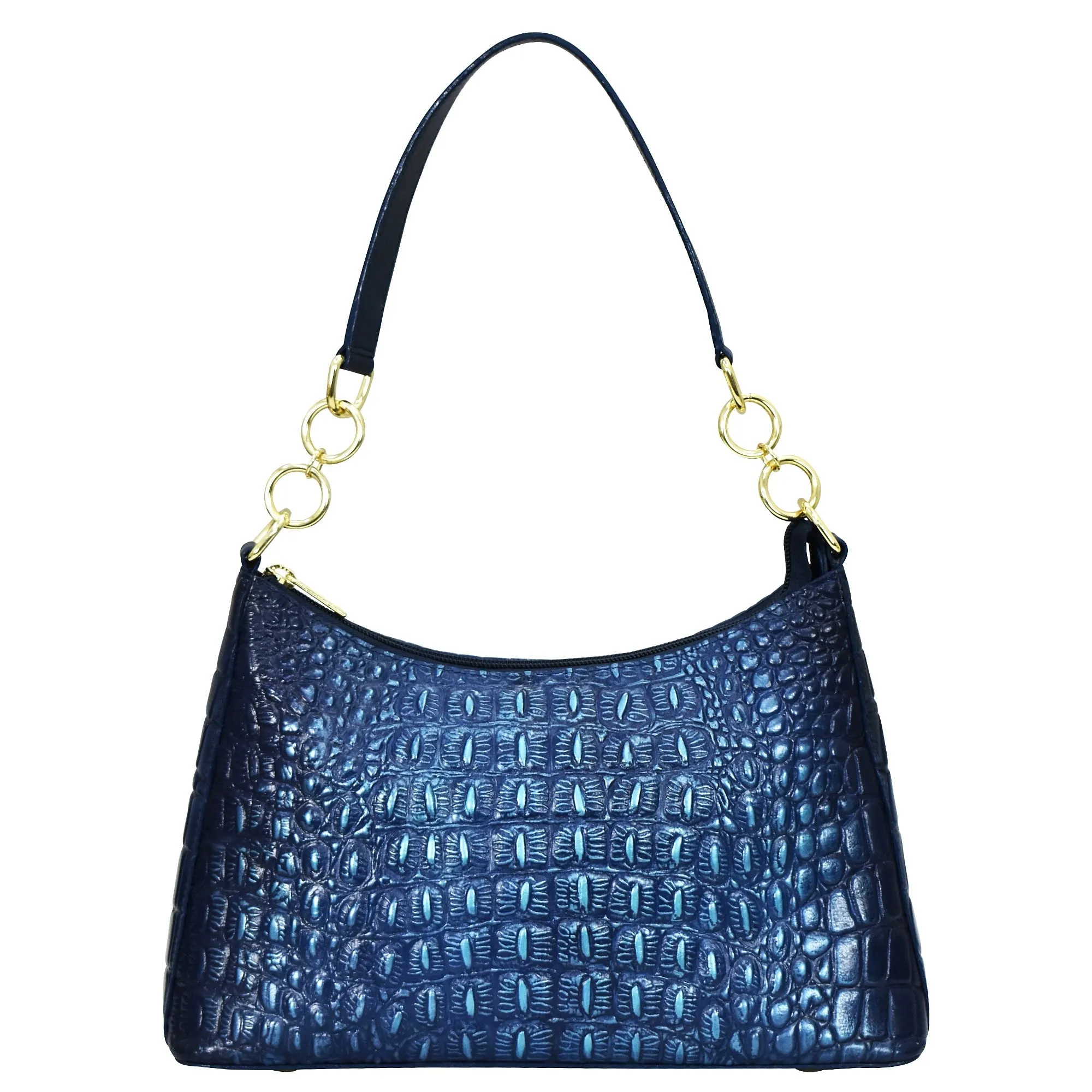 Hand Painted Croc Embossed Hobo with Chain Strap
