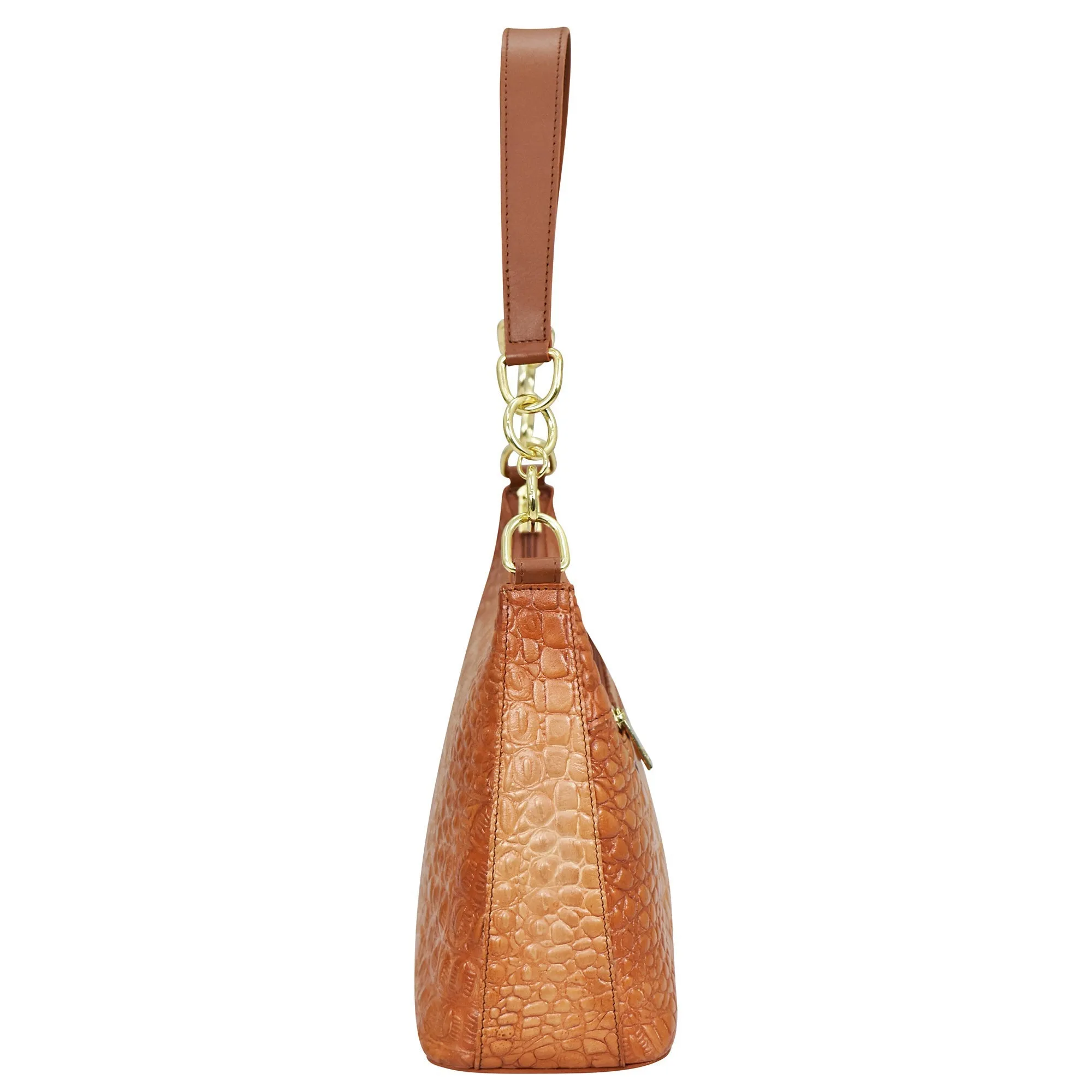 Hand Painted Croc Embossed Hobo with Chain Strap