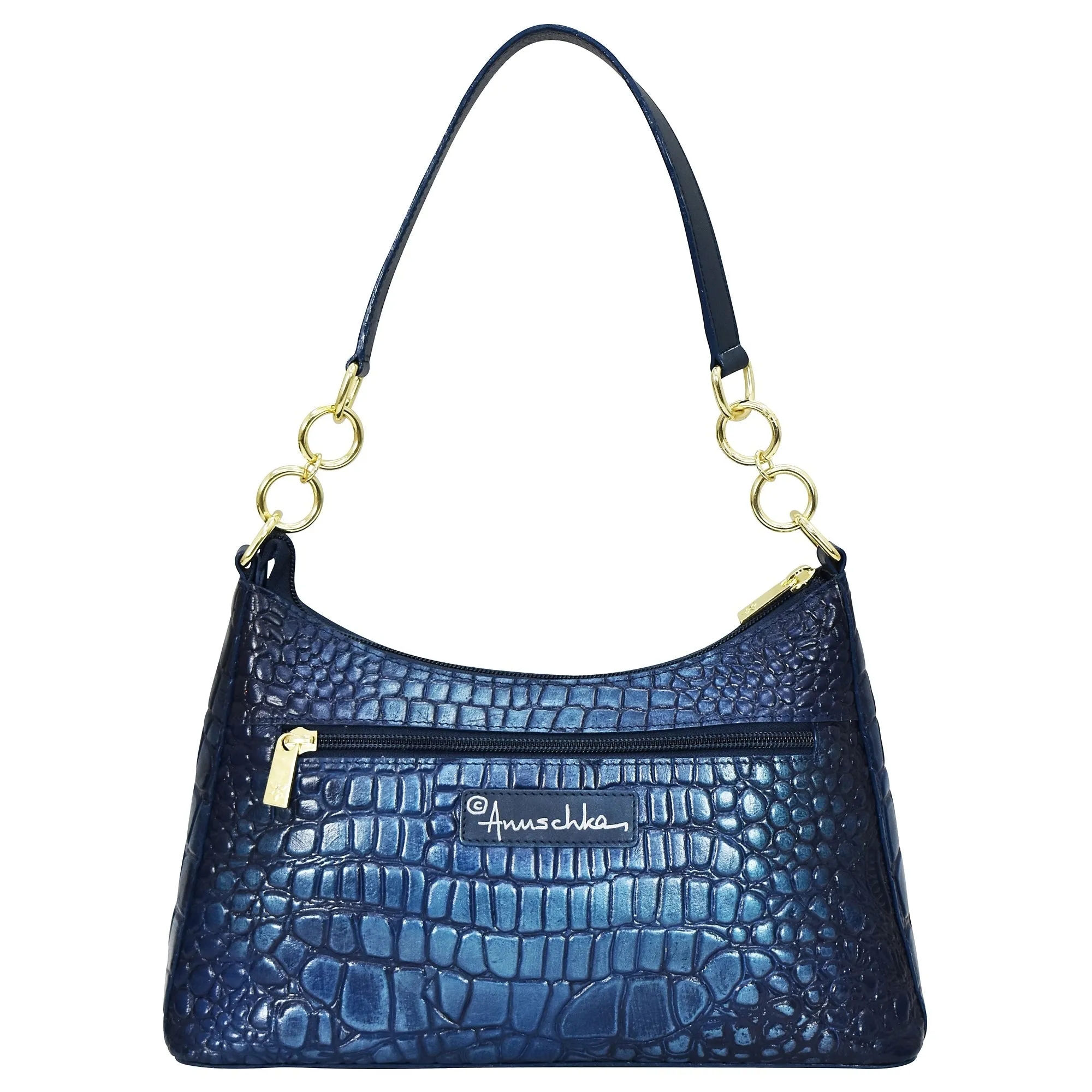 Hand Painted Croc Embossed Hobo with Chain Strap