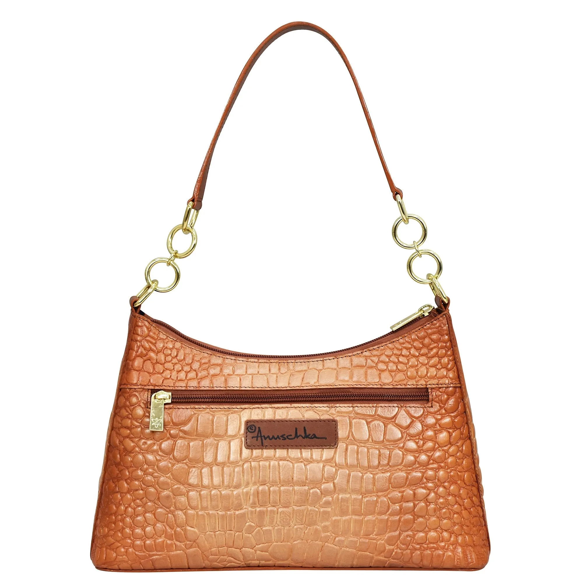 Hand Painted Croc Embossed Hobo with Chain Strap