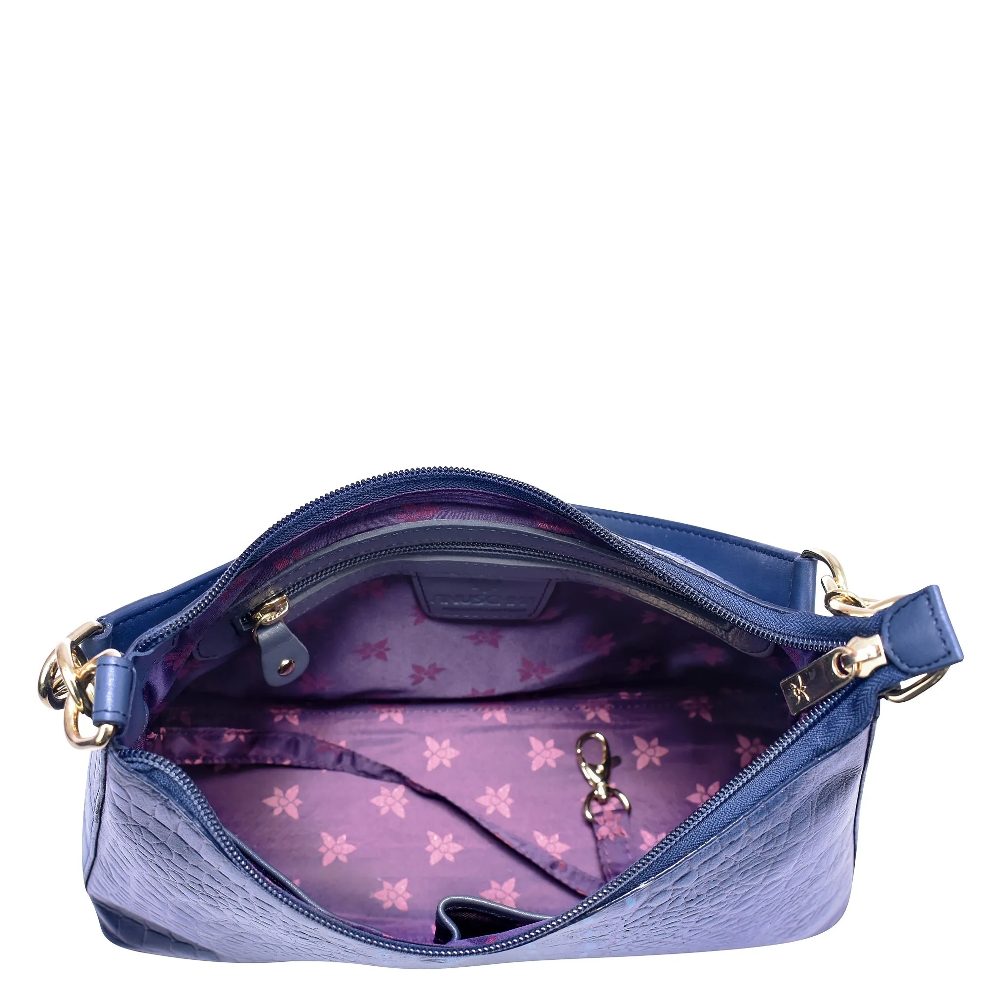 Hand Painted Croc Embossed Hobo with Chain Strap