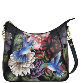Hand Painted Zip Top Shoulder Hobo