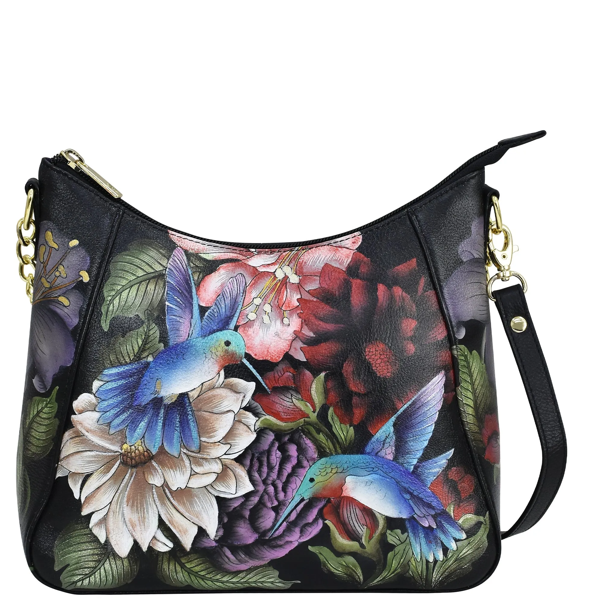 Hand Painted Zip Top Shoulder Hobo