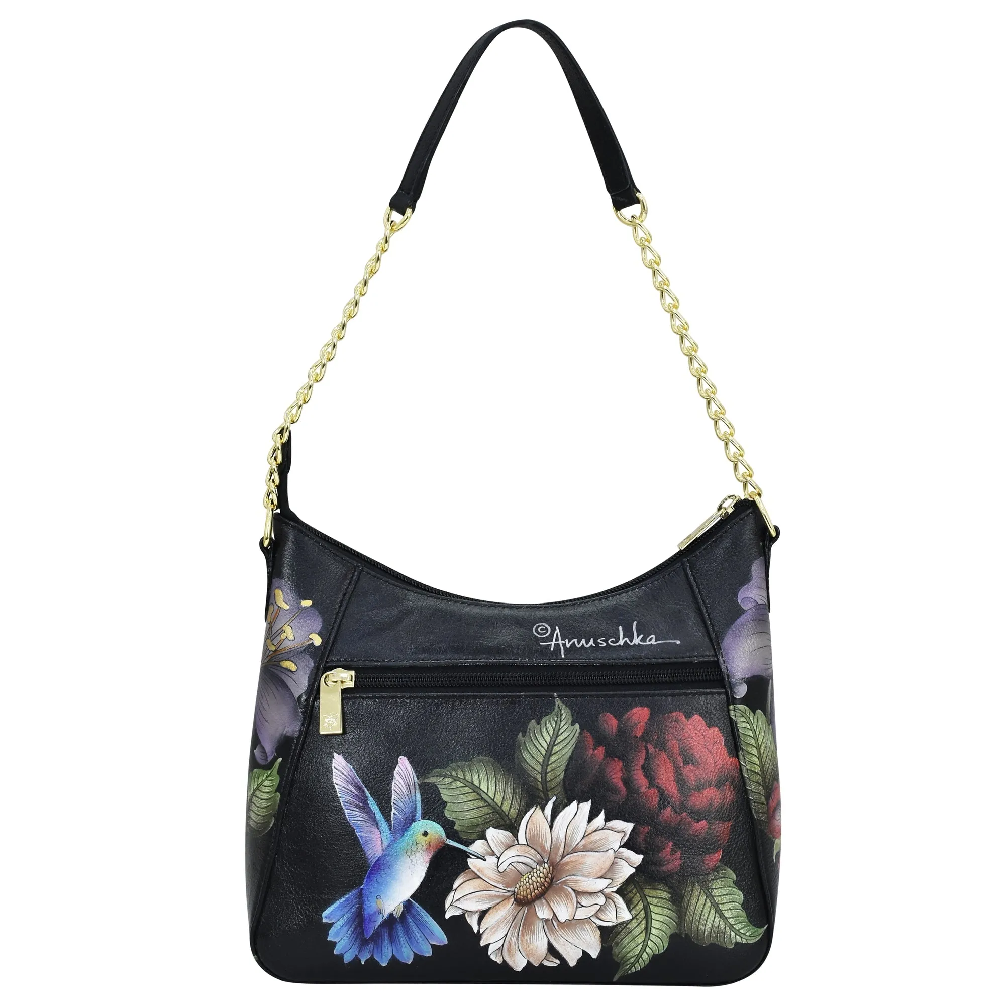 Hand Painted Zip Top Shoulder Hobo