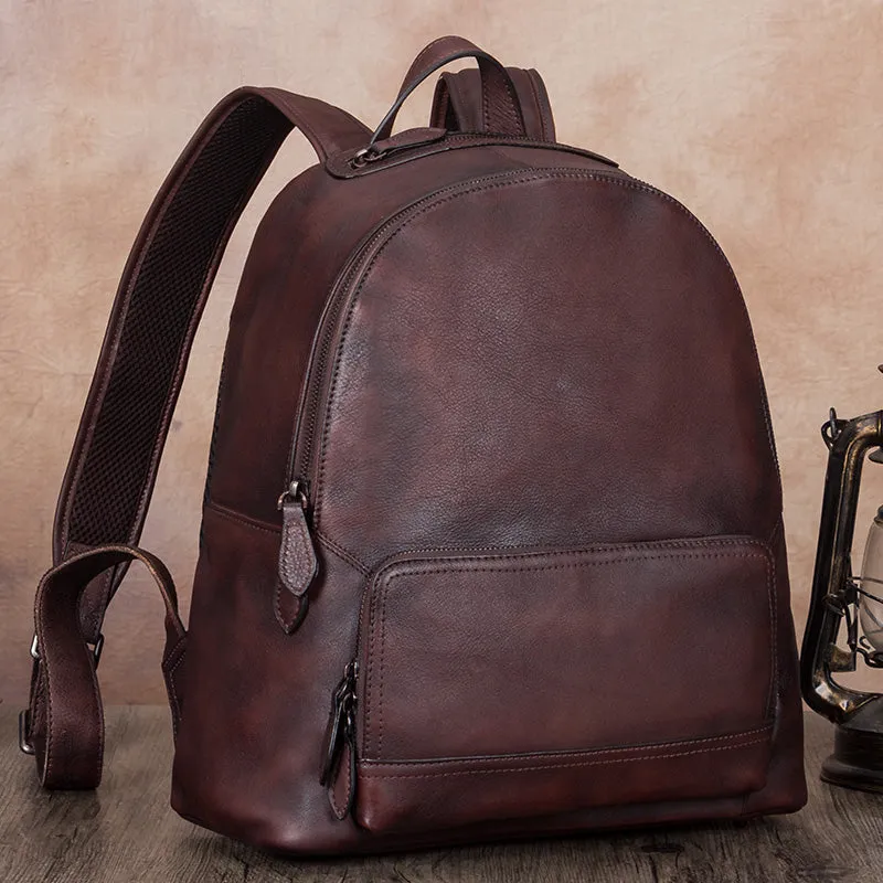 Ladies Vintage Black Leather Rucksack Backpack Purse School  Bags for Women