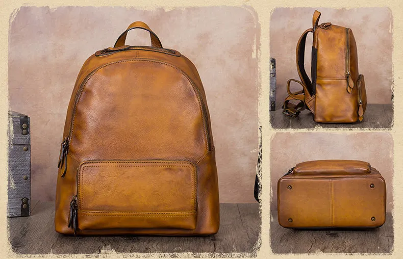Ladies Vintage Black Leather Rucksack Backpack Purse School  Bags for Women
