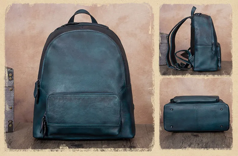Ladies Vintage Black Leather Rucksack Backpack Purse School  Bags for Women