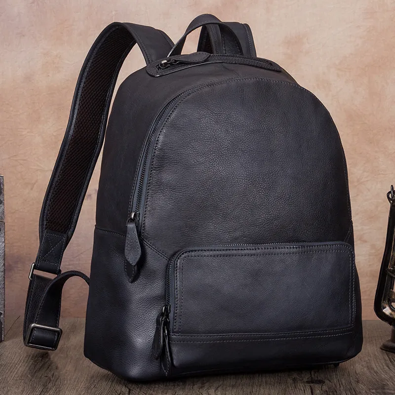 Ladies Vintage Black Leather Rucksack Backpack Purse School  Bags for Women