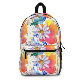 Large Colorful Watercolor Daisy Design Lightweight Backpack