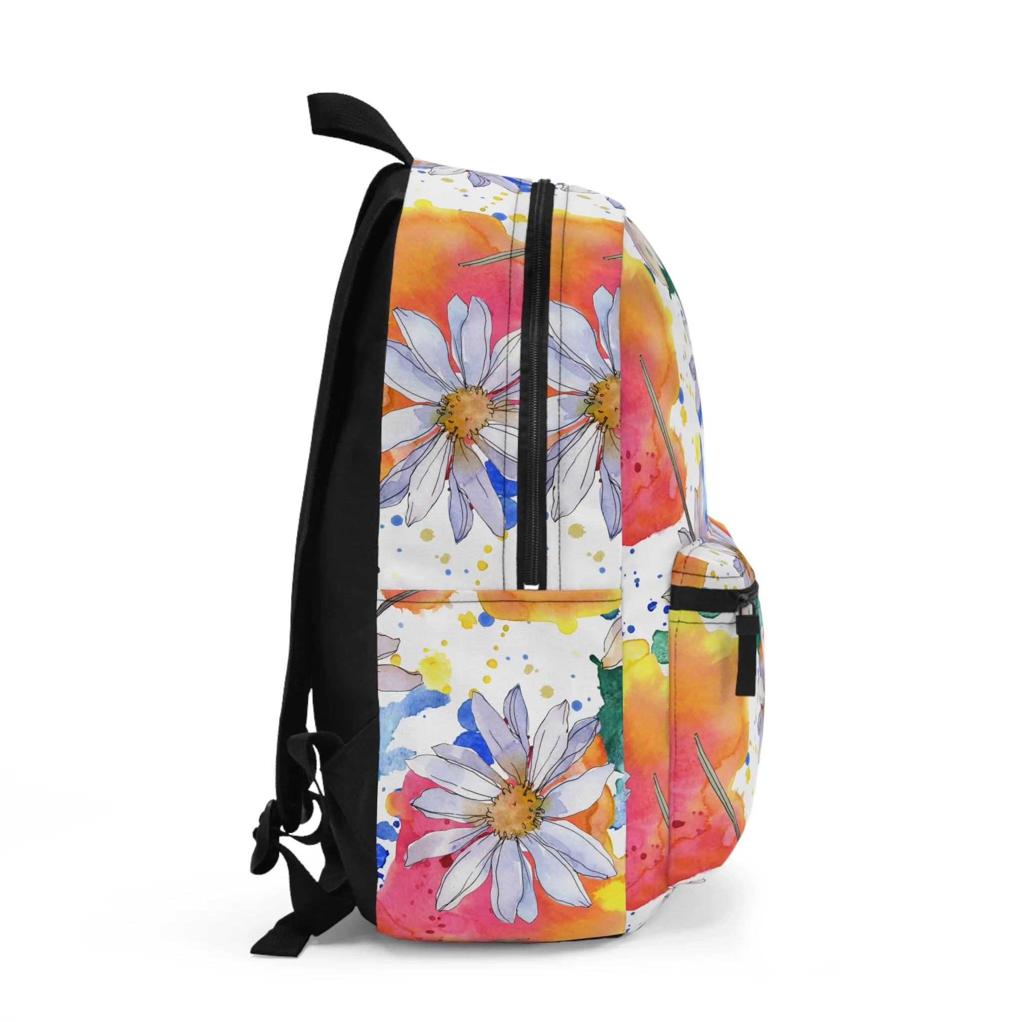 Large Colorful Watercolor Daisy Design Lightweight Backpack