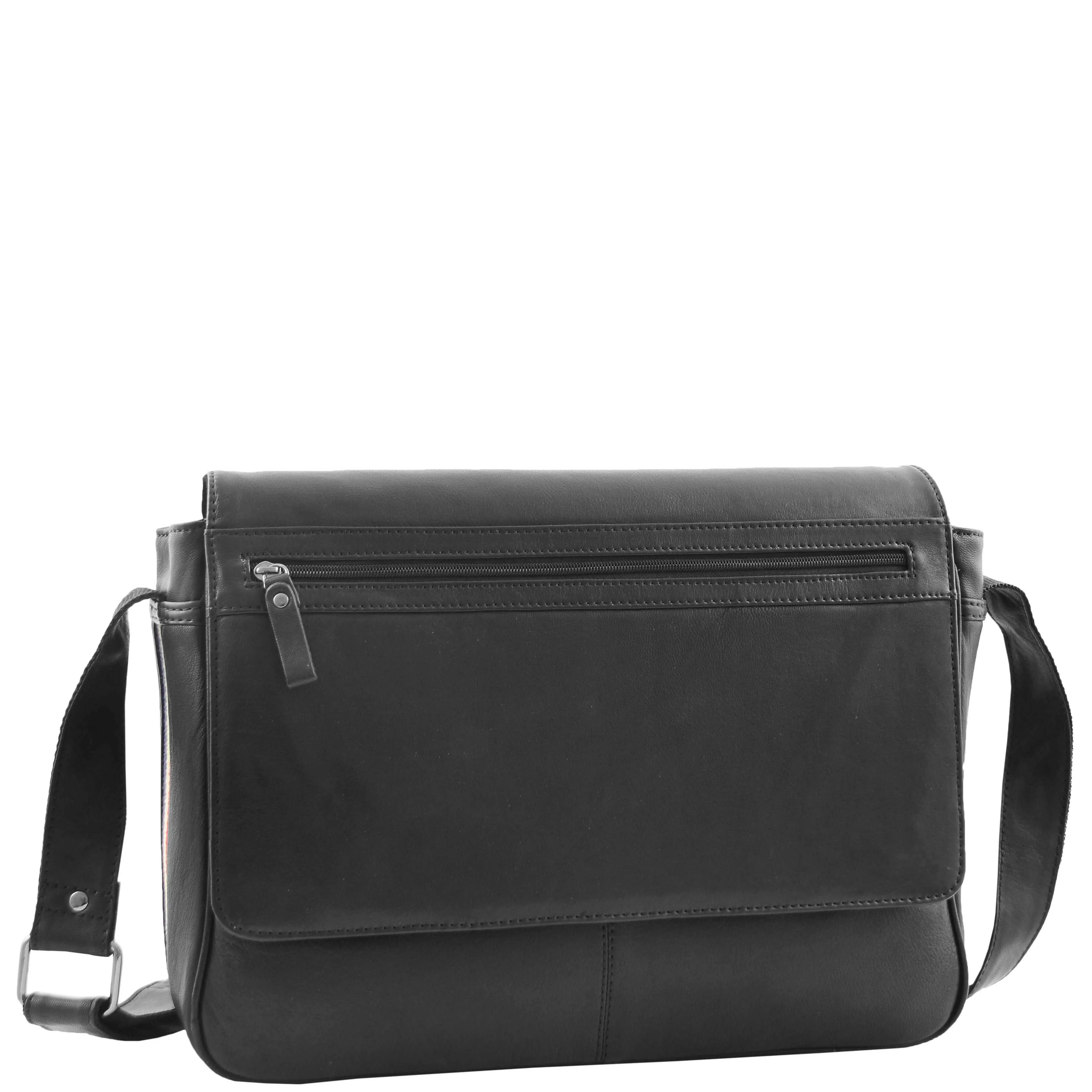 Mens Messenger Bag Real Leather Flight Shoulder Organiser Carl Black