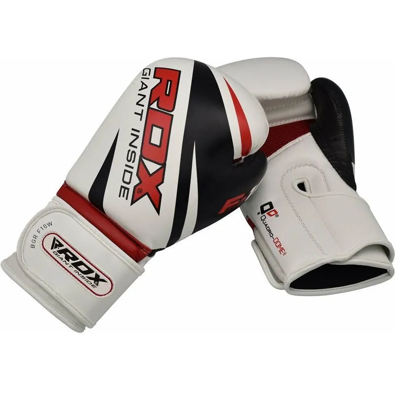 RDX F7 4ft / 5ft 3-in-1 Ego Punch Bag with Gloves White / Red Set