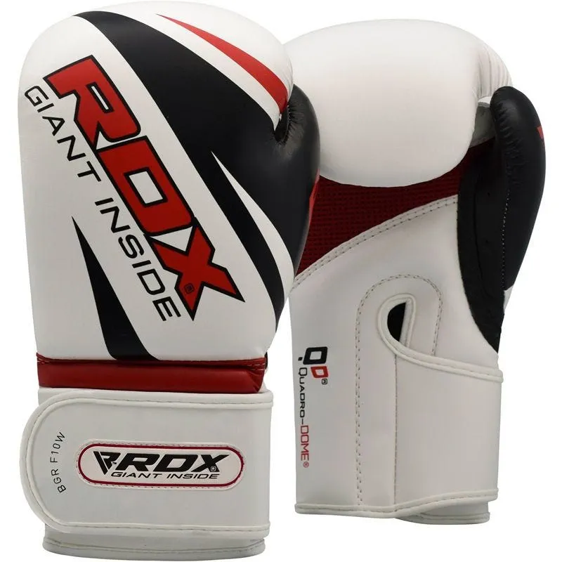 RDX F7 4ft / 5ft 3-in-1 Ego Punch Bag with Gloves White / Red Set