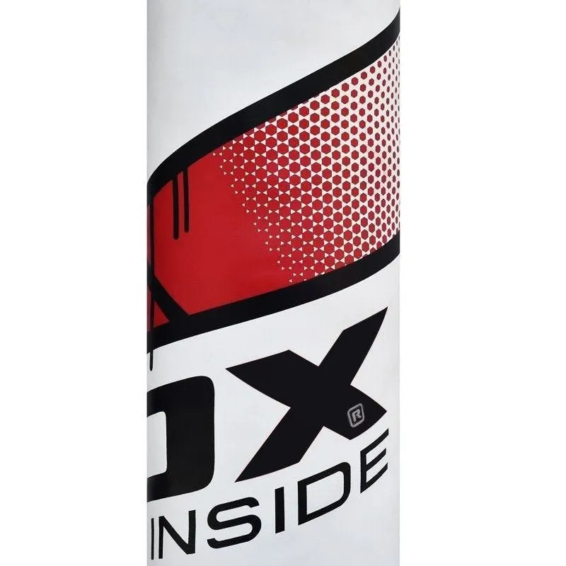 RDX F7 4ft / 5ft 3-in-1 Ego Punch Bag with Gloves White / Red Set