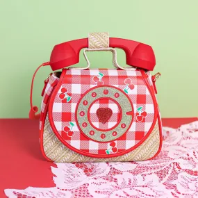 Retro Cherry Picnic Phone Purse – Vintage-Inspired Statement Bag