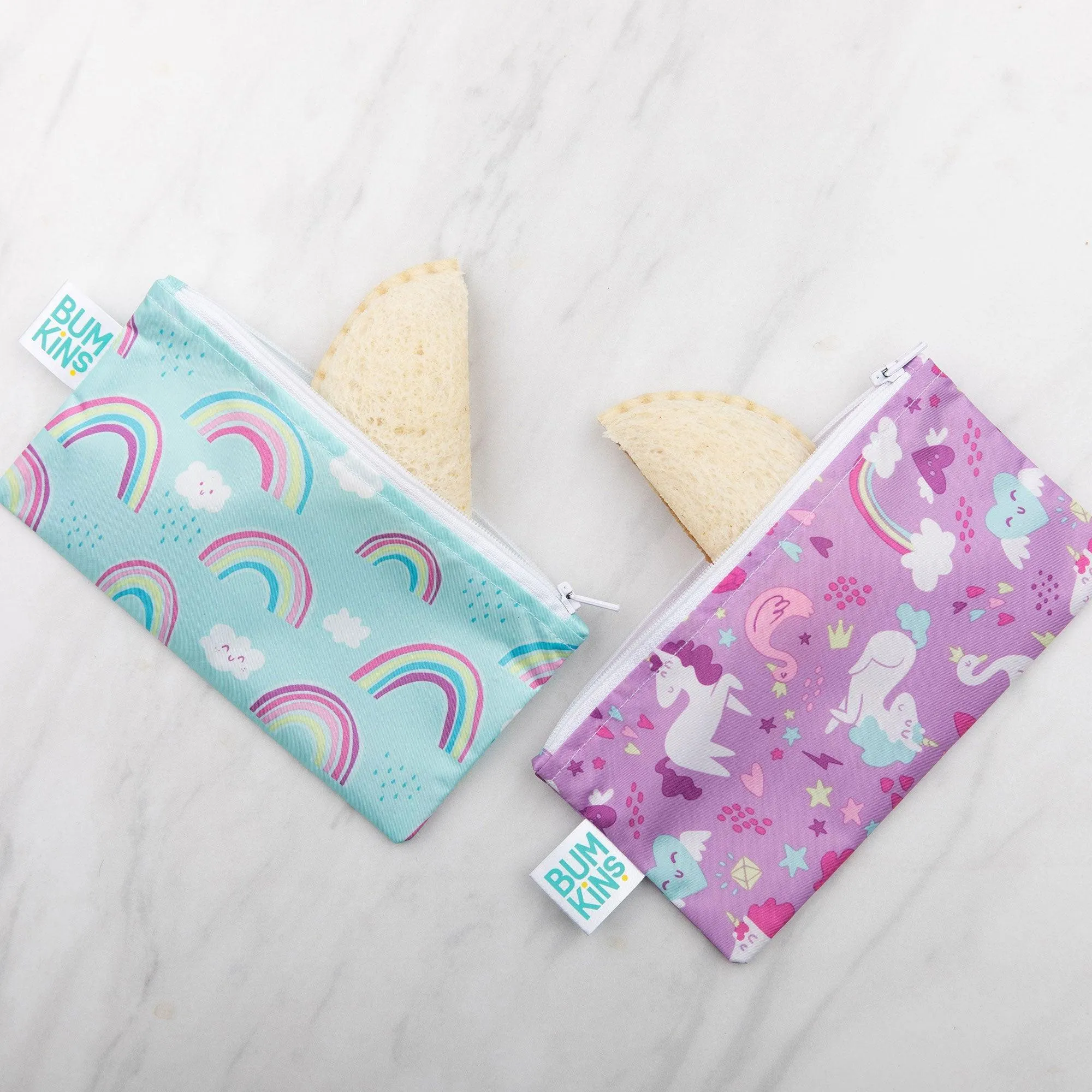 Reusable Snack Bag, Small 2-Pack: Rainbows & Unicorns