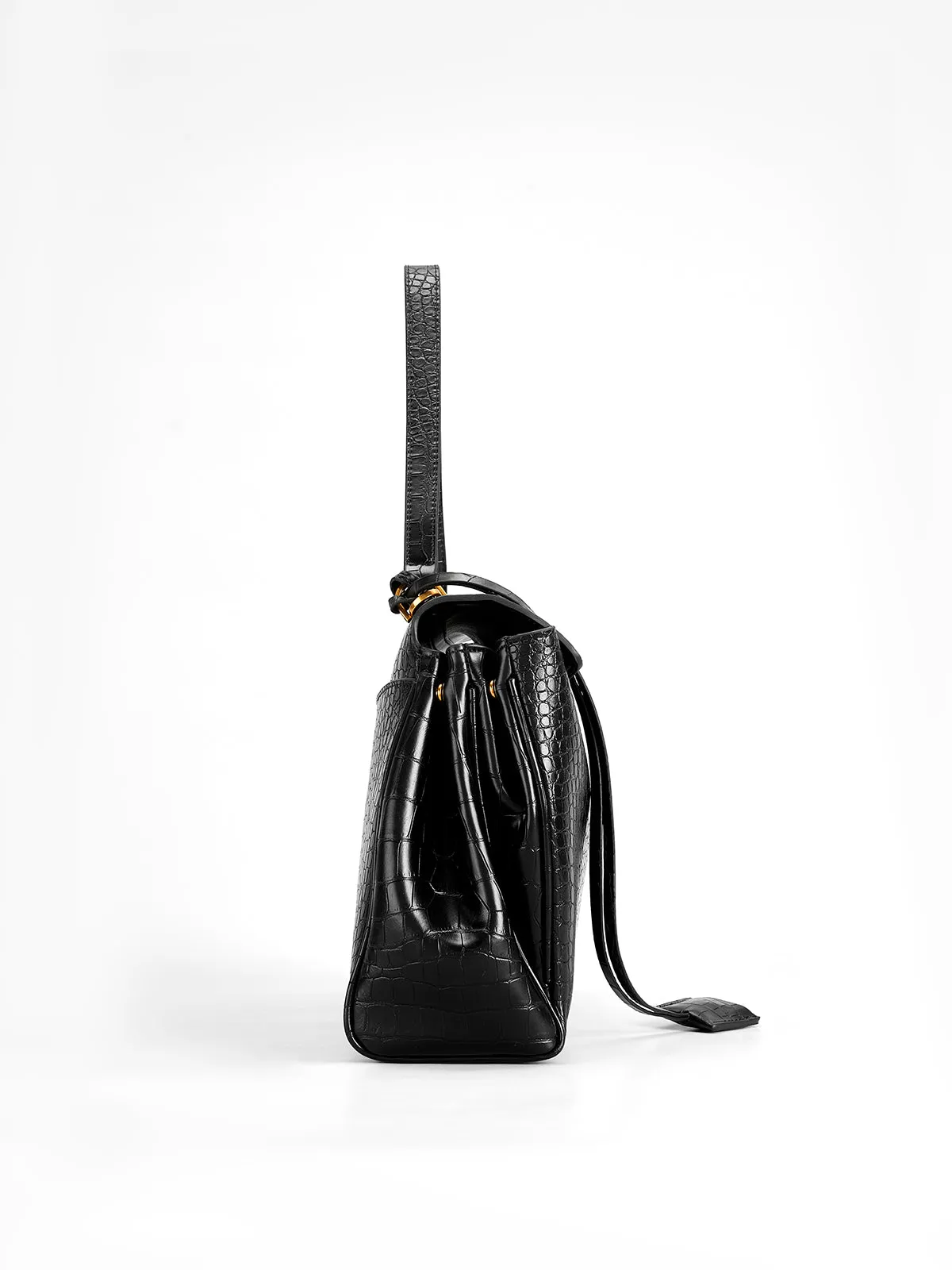 Sienna Leather Croc-Embossed Handbag
