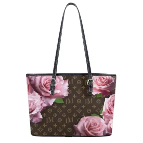 Signature Dog Mom "DM" Motif and Pink Rose Durable Floral Handbag