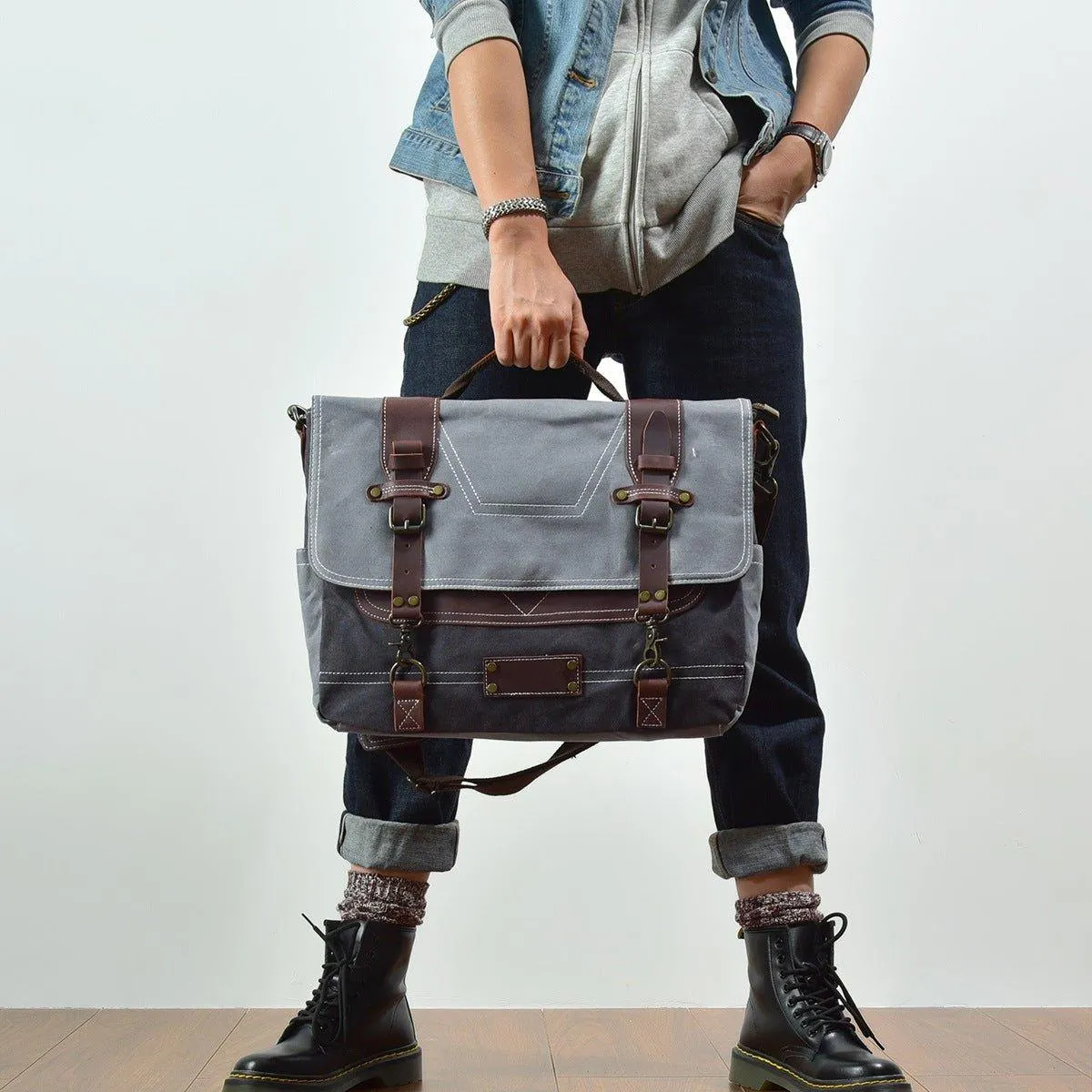 Woosir Waxed Canvas Computer Bags for Men